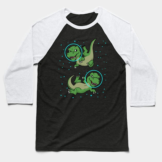 Dinosaur Astronaut Gift Kids TRex Spaceship Gift Dinosaur Baseball T-Shirt by PomegranatePower